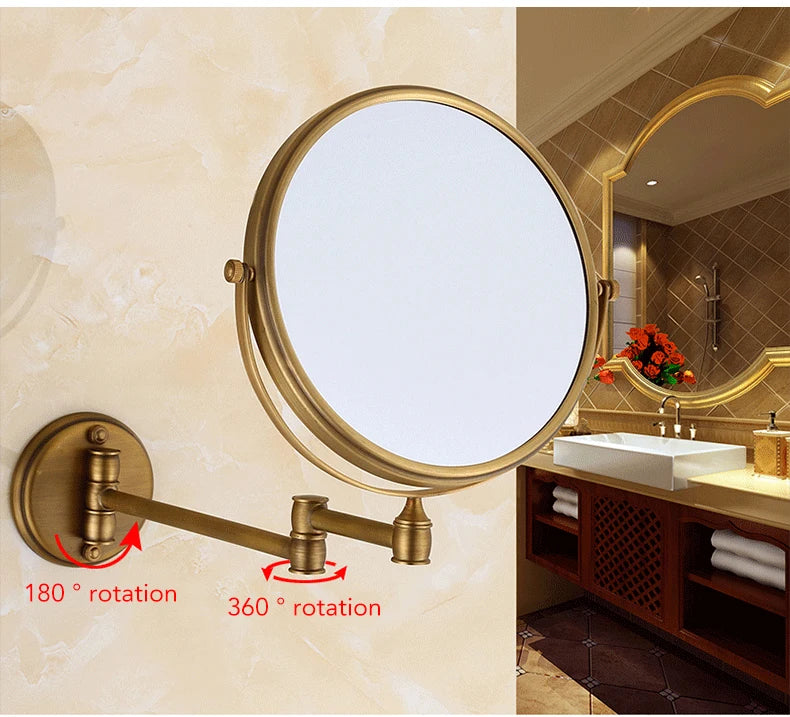 Bathroom Accessories Makeup Mirror Bath Mirror Antique Bronze Wall Mounted Magnifier Bathroom Mirrors Bathroom Hardware-80290