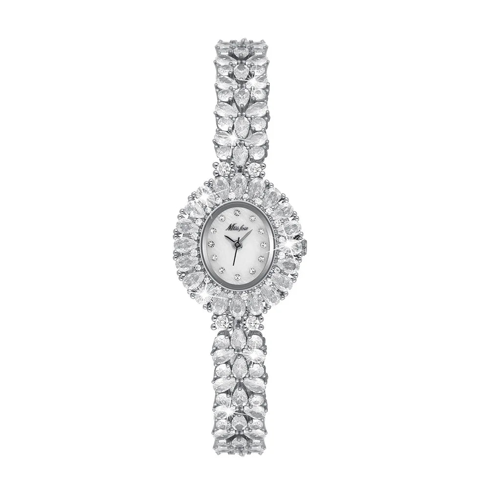MISSFOX Watch Elegant Minimal Quartz Gold Women Diamond Watches Luxury Ladies Bling Hip Hop Iced Out Watch