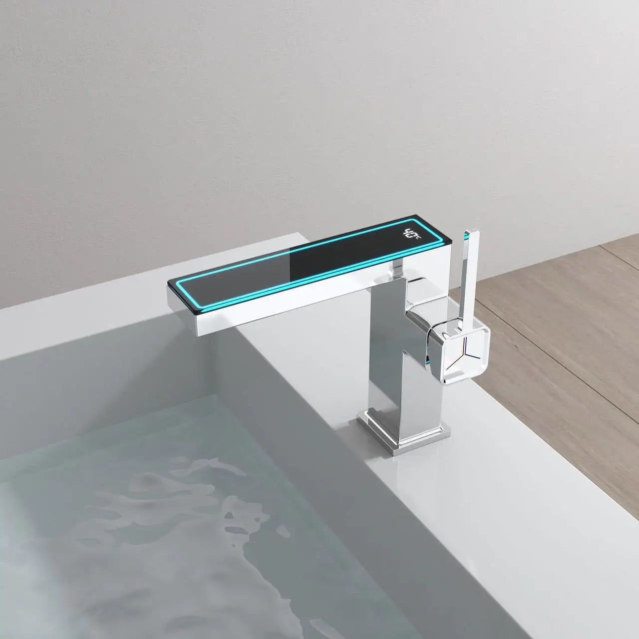 Modern LED White Brass Deck Mounted Electric Basin Single-Hole Water Mixer Tap Digital Temperature Display for Bedroom Bathroom
