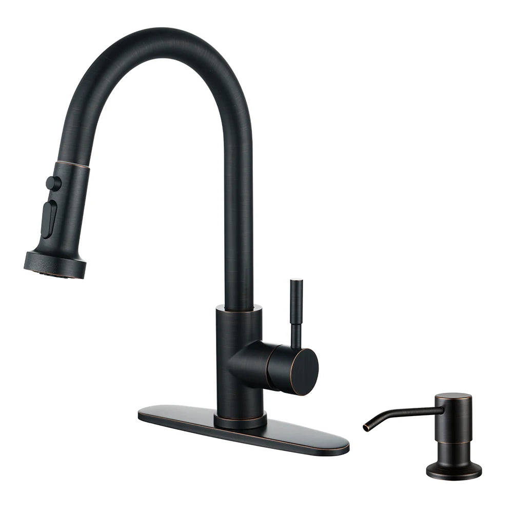 Kitchen Faucet with Pull Down Sprayer,Kitchen Sink Faucets with Soap Dispenser,High Arc Utility Sink Faucet for Sink,Bar,Laundry