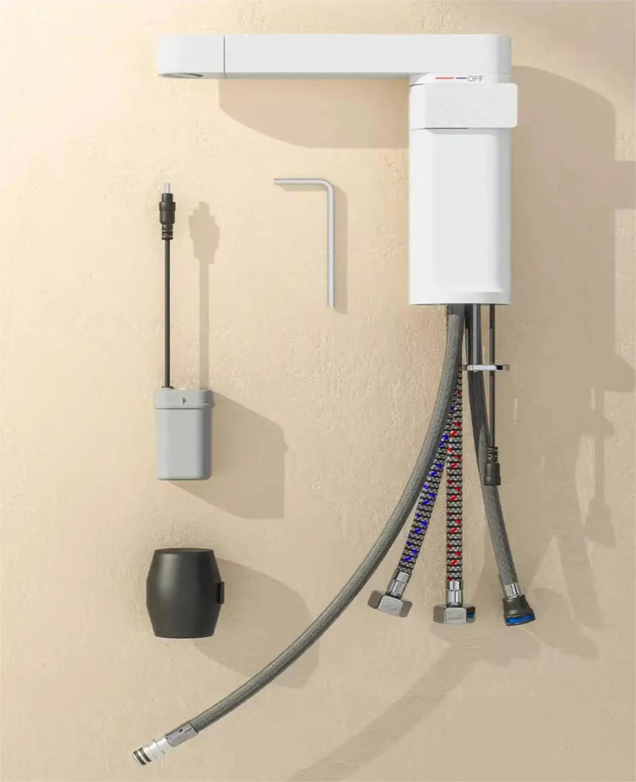 Mixer Gun Brass Basin Taps Faucet Spray Hot Cold Bathroom Basin Face Faucets Grey Modern Smart Digital Display Pull Out Down