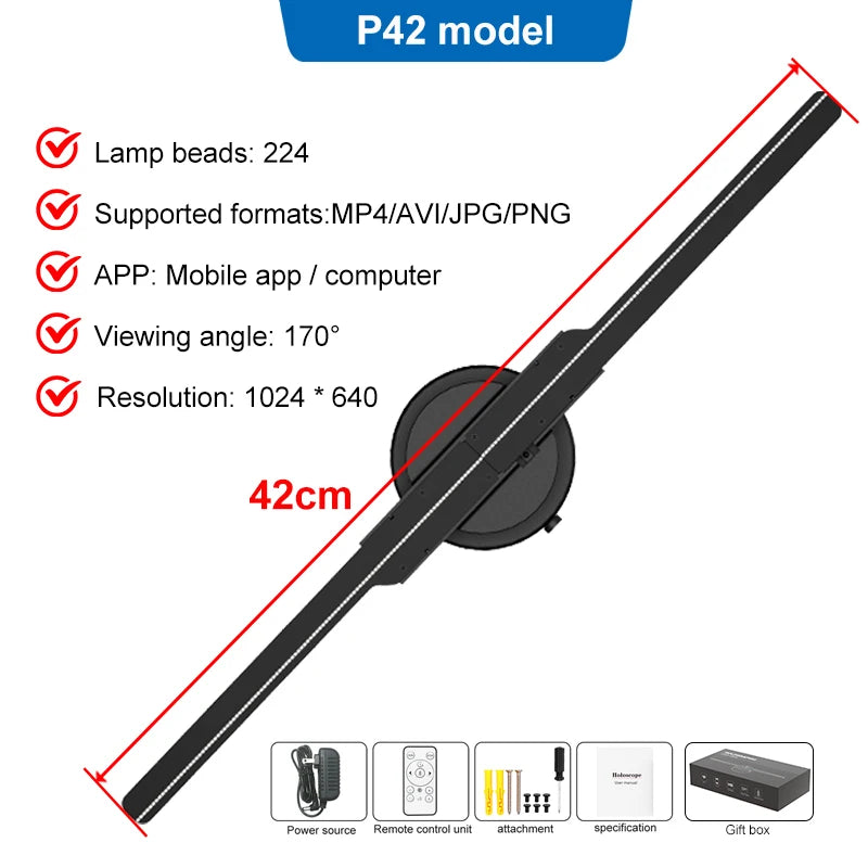 42 45 50 56 62 65cm 3D Hologram Sync LED Fan Stand Indoor Advertising Equipment Projector Display Ads OEM Proyector Player Stand