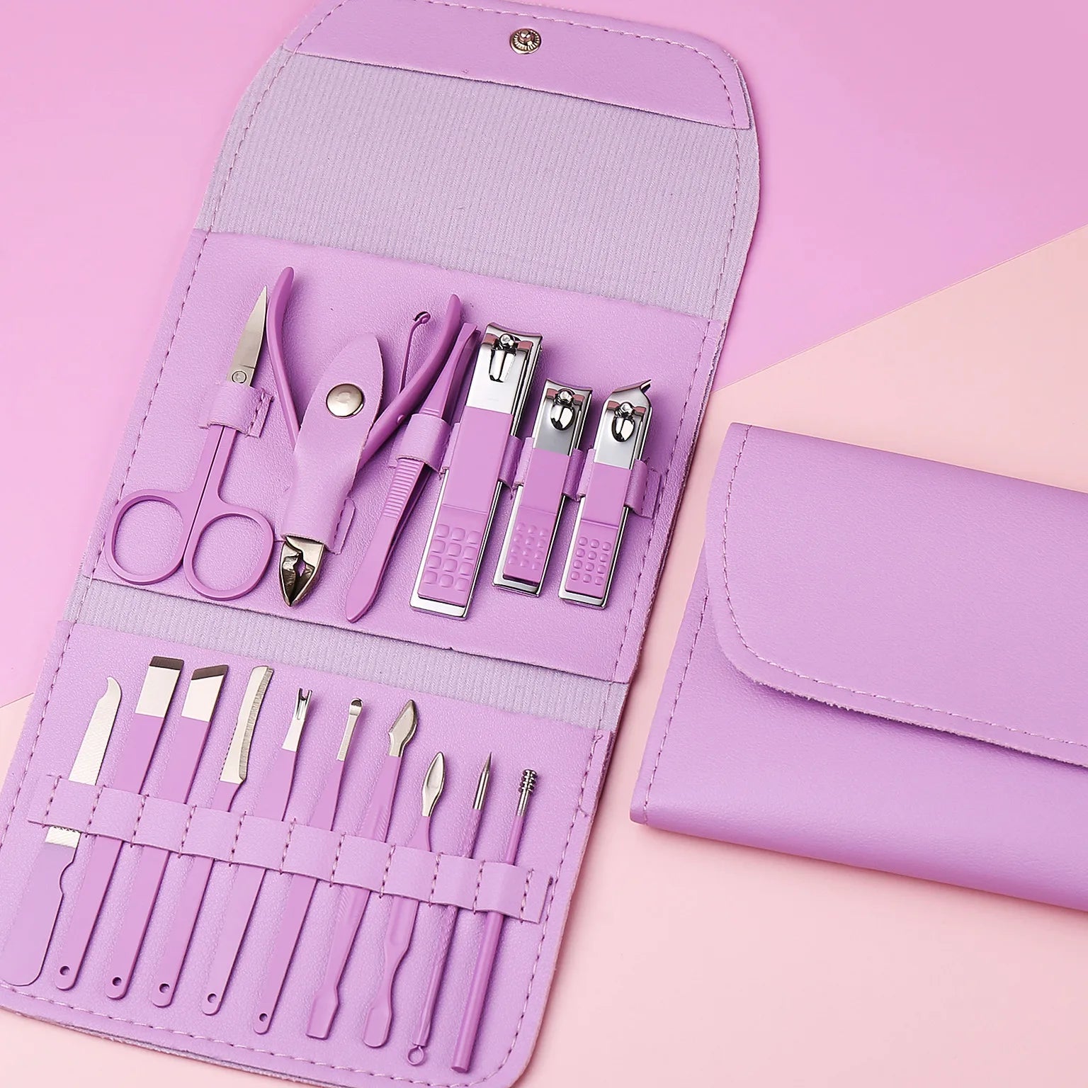Professional Personal Care Manicure Pedicure Set 16 Pcs Stainless Steel Nail Clipper Care Tools Kit Nail Art Foot Care PU