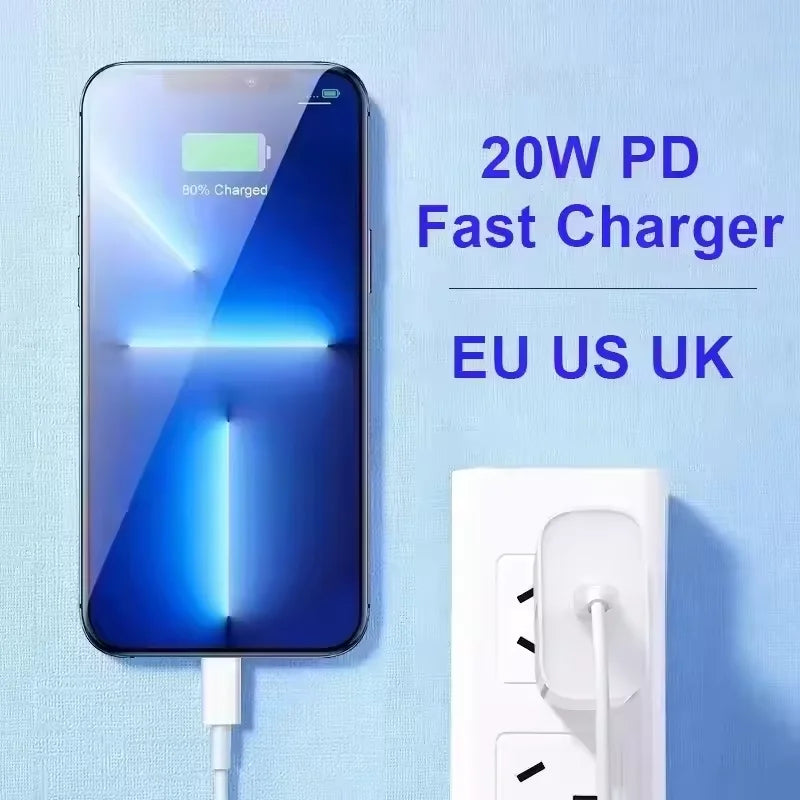 High Quality Carregadores PD 20W Usb C Charger Cable Set Fast Charging USB-C Adapter for iPhone 15 14 13 12 11 Fast Charger