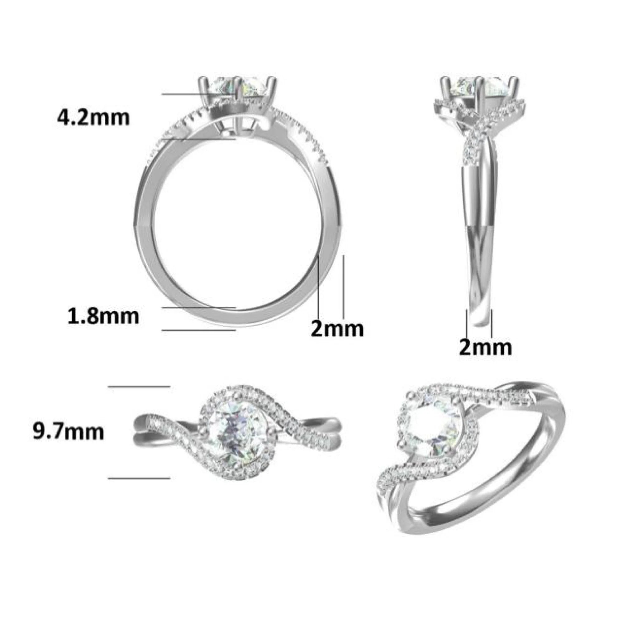1Carat Engagement Wedding VVS Moissanite Ring 925 Sterling Silver Loose Moissanite Diamond Customizing Jewelry Rings for Women