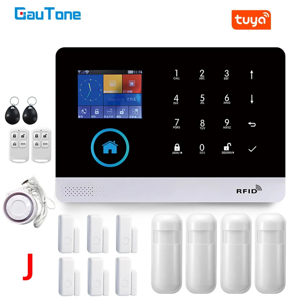 Smart Home WiFi GSM Alarm System for Home with Motion Sensor Wireless Siren Night Vision IP Camera Tuya Support Alexa