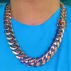 Rose Gold Plated Miami Cuban Link Chain Solid Brass Hip Hop Necklace for Men Women Bold Streetwear Jewelry Cadenas De Oro Rosa