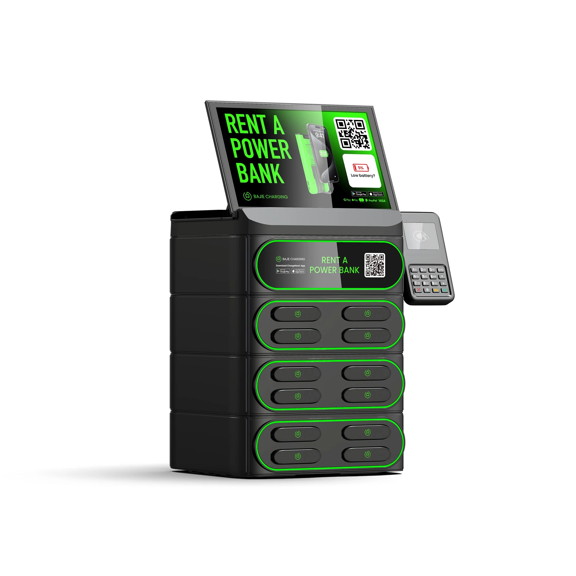 Portable Mobile Phone Charging Station NFC Tap Card Reader Rental Power Banks with Share Function