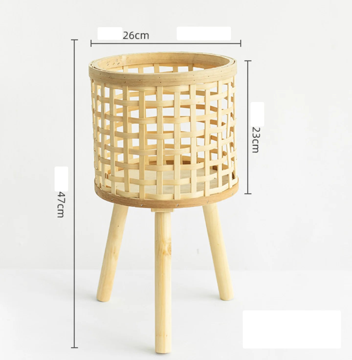 RTS Bamboo Woven Flower Pot Wood Plant Stand Wicker Rattan Plant Basket for Home Decor Balcony Living Room Functional Floor Vase