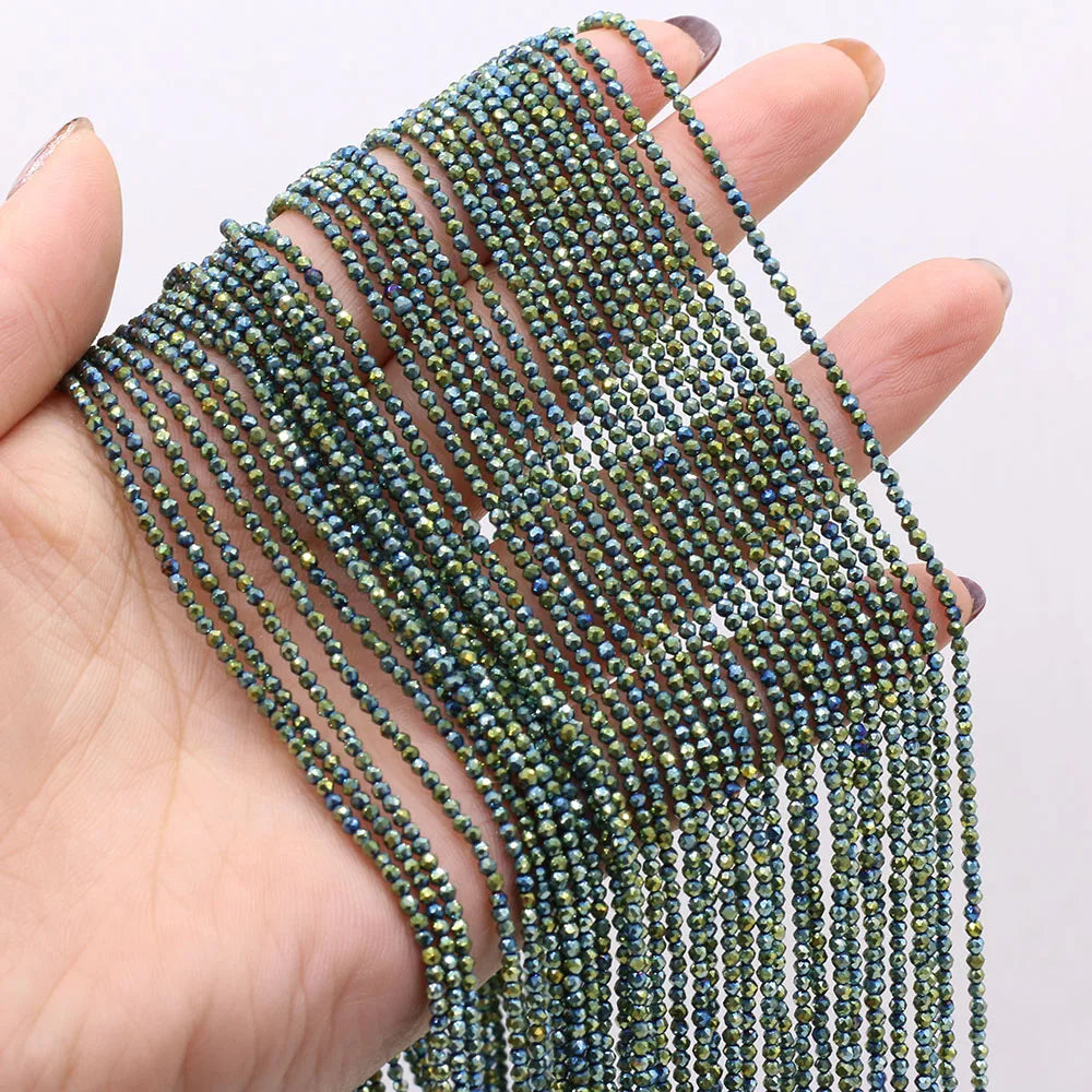 Natural Semi-Precious Stone Crystal Quartz Loose Beads Plating Color 2mm for Jewelry Making DIY Bracelet Necklace Lenght 38cm