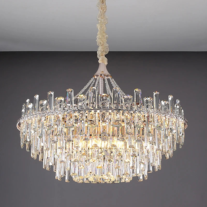 Living Room Large Round Luxury Pendant Light Gold Nordic Modern K9 Crystal Chandelier for Home Decor