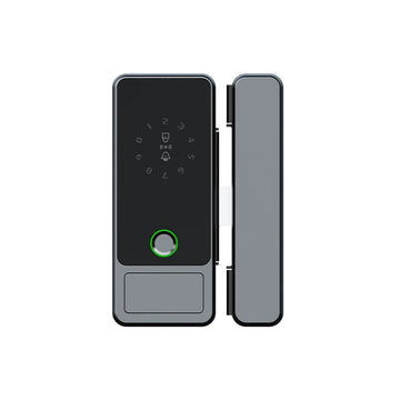 Smart Security Door Lock Biometric Fingerprint Password WiFi Tuya App Aluminum Material Cloud & Memory Card Glass Door