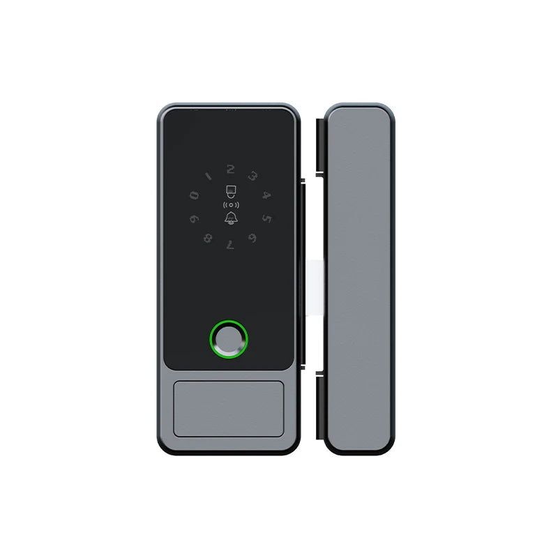 Smart Security Door Lock Biometric Fingerprint Password WiFi Tuya App Aluminum Material Cloud & Memory Card Glass Door
