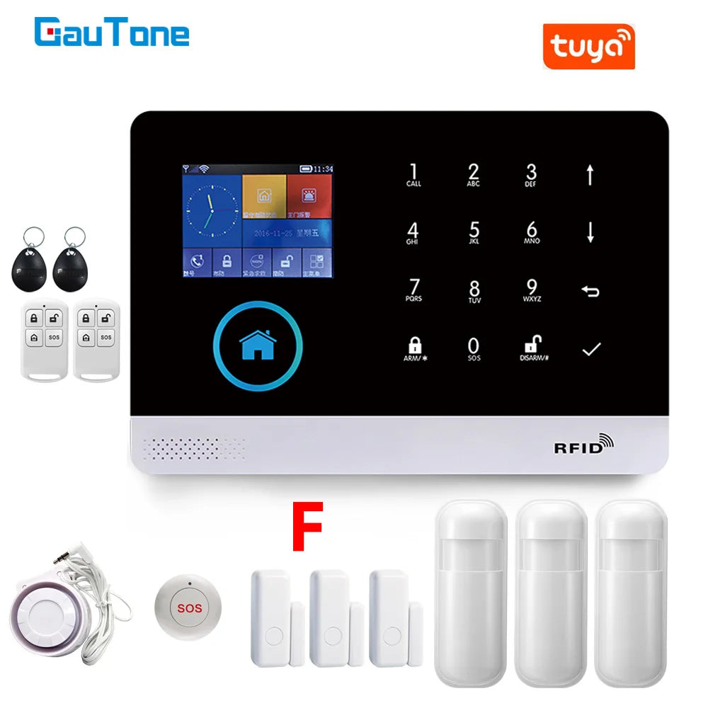 Smart Home WiFi GSM Alarm System for Home with Motion Sensor Wireless Siren Night Vision IP Camera Tuya Support Alexa