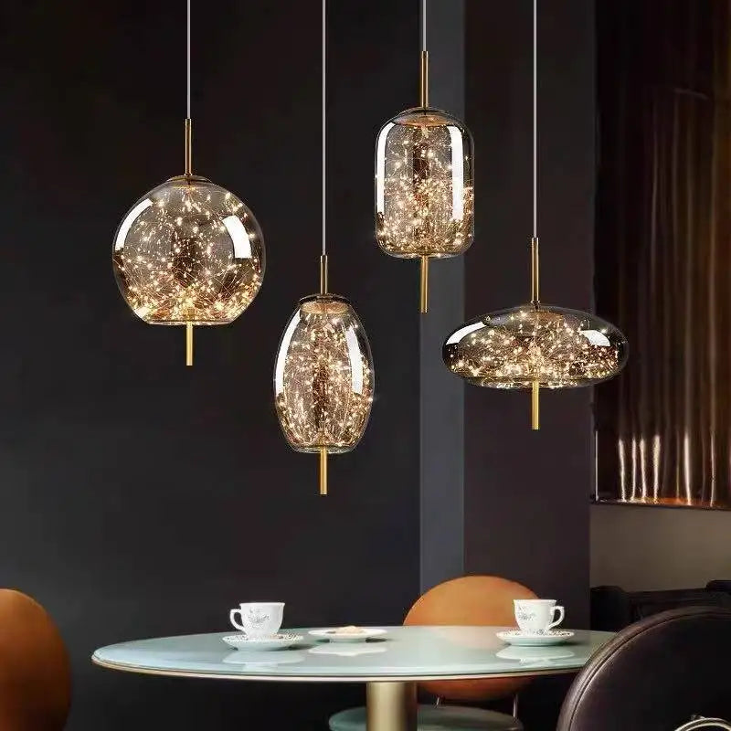 Modern Luxury Designer High-end Glass Bedroom Headboard, Personalized Art bar Dining Room Chandelier