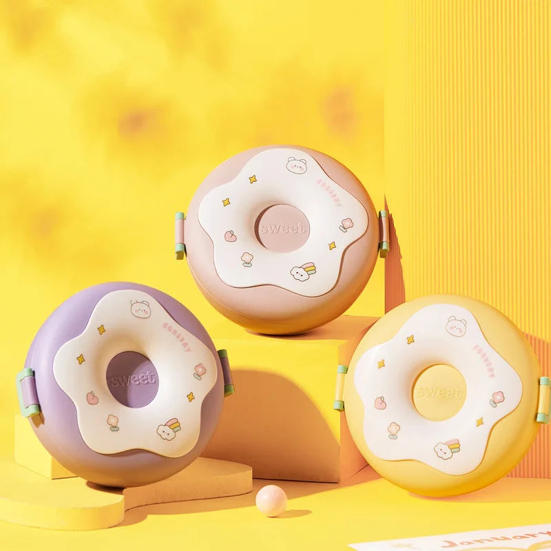 Hot Sale Cute Donut Insulated Lunch Box Microwave-Friendly Fruit Storage for Travel Camping Student Office Outdoor Picnic
