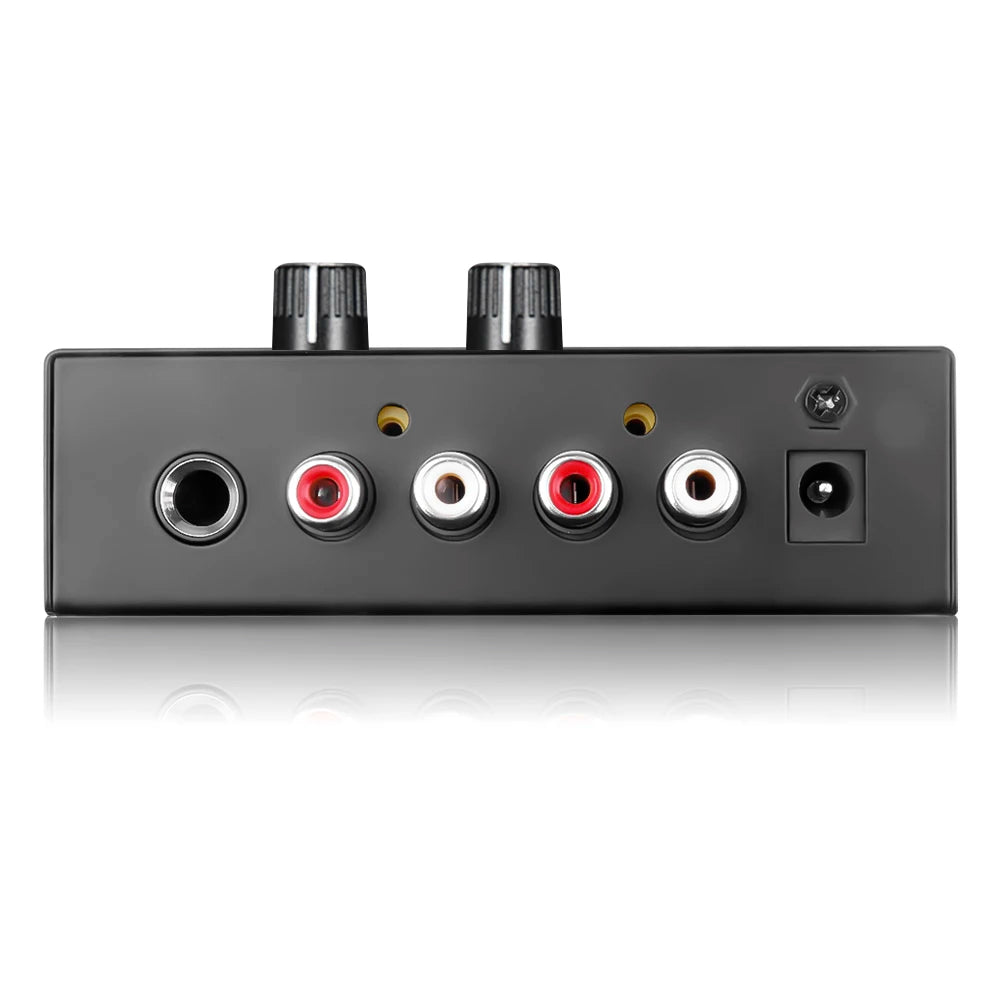 Audio Amplifier Phono Preamp Pre Amp Preamplifier with Level Volume Control RCA Input Output 1/4" TRS Output for Turntable