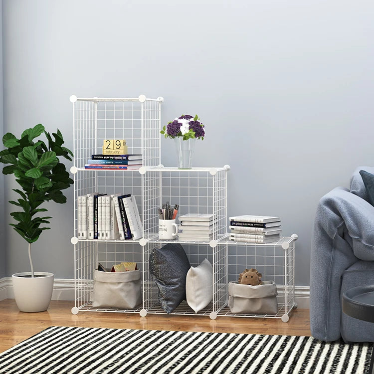 Bookshelf Closet Cabinet Metal Cube Shelves Storage Cube Grids Wire Organizers