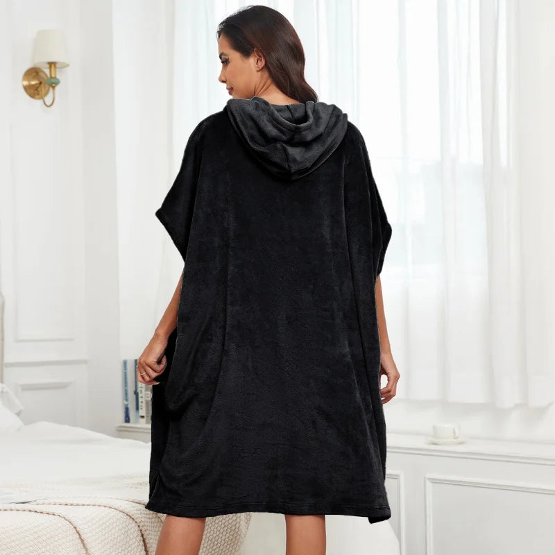 Luxury Brand Ladies Lounge Wear Wearable Blanket Fuzzy Blanket Sleep Wear Cute Winter Pajamas