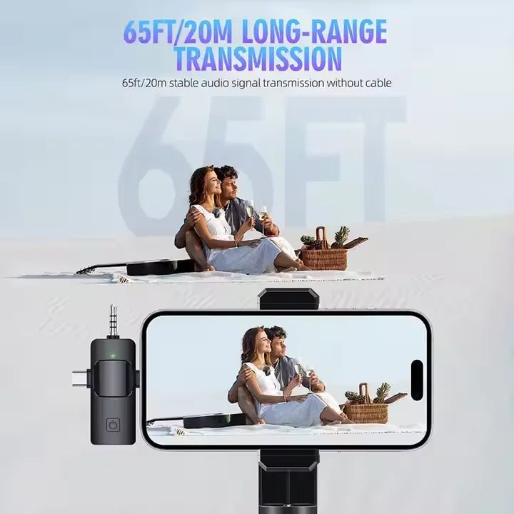 Portable Dual Mini Wireless Microphone 3 in 1 USB C MIC Noise Canceling Tiny Lavalier for Video Recording TikTok