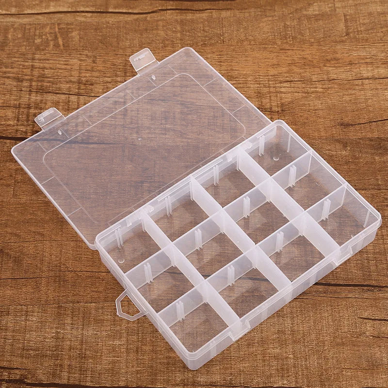 Modern 15-Compartment Extra Large Nail Art Jewelry Beads Organizer Box PP 10kg Capacity Detachable Transparent Storage for Toys