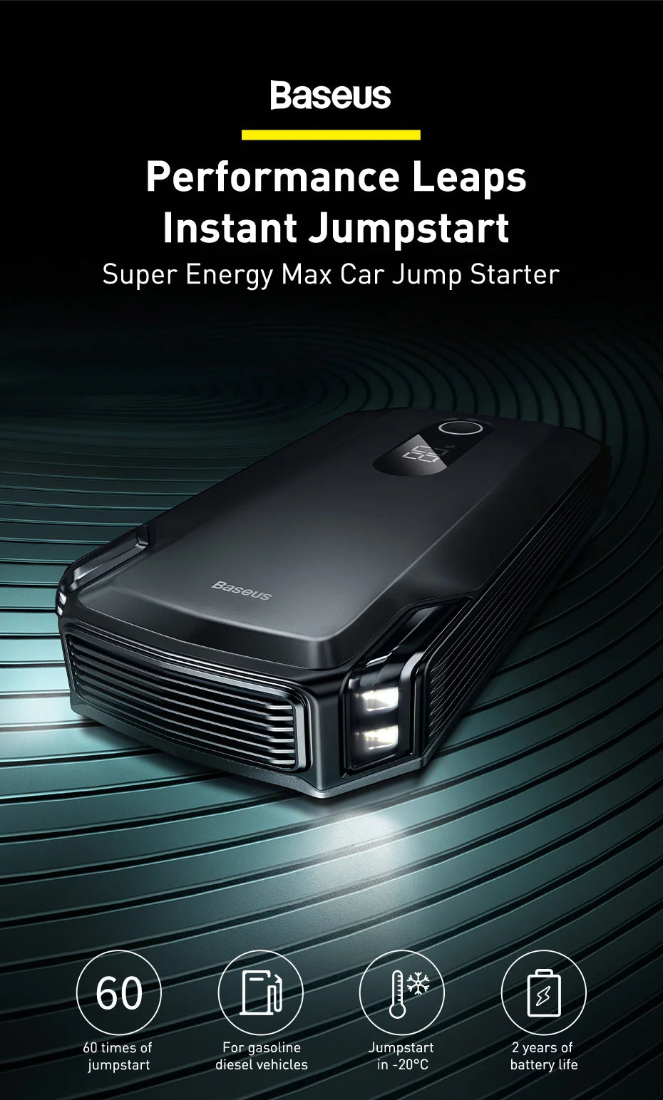 Baseus Car Jump Starter Power Bank 2000A / 1000A 12V Portable Battery Charger Auto 12V Emergency Booster Starting Device