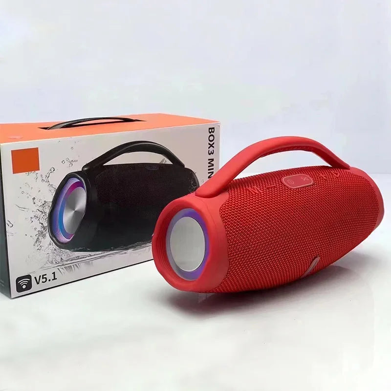 Mini Boombox3  LED Speaker 10W Bass With Handle Portable Wireless Music Player Waterproof Column Outdoor Party Box Gift