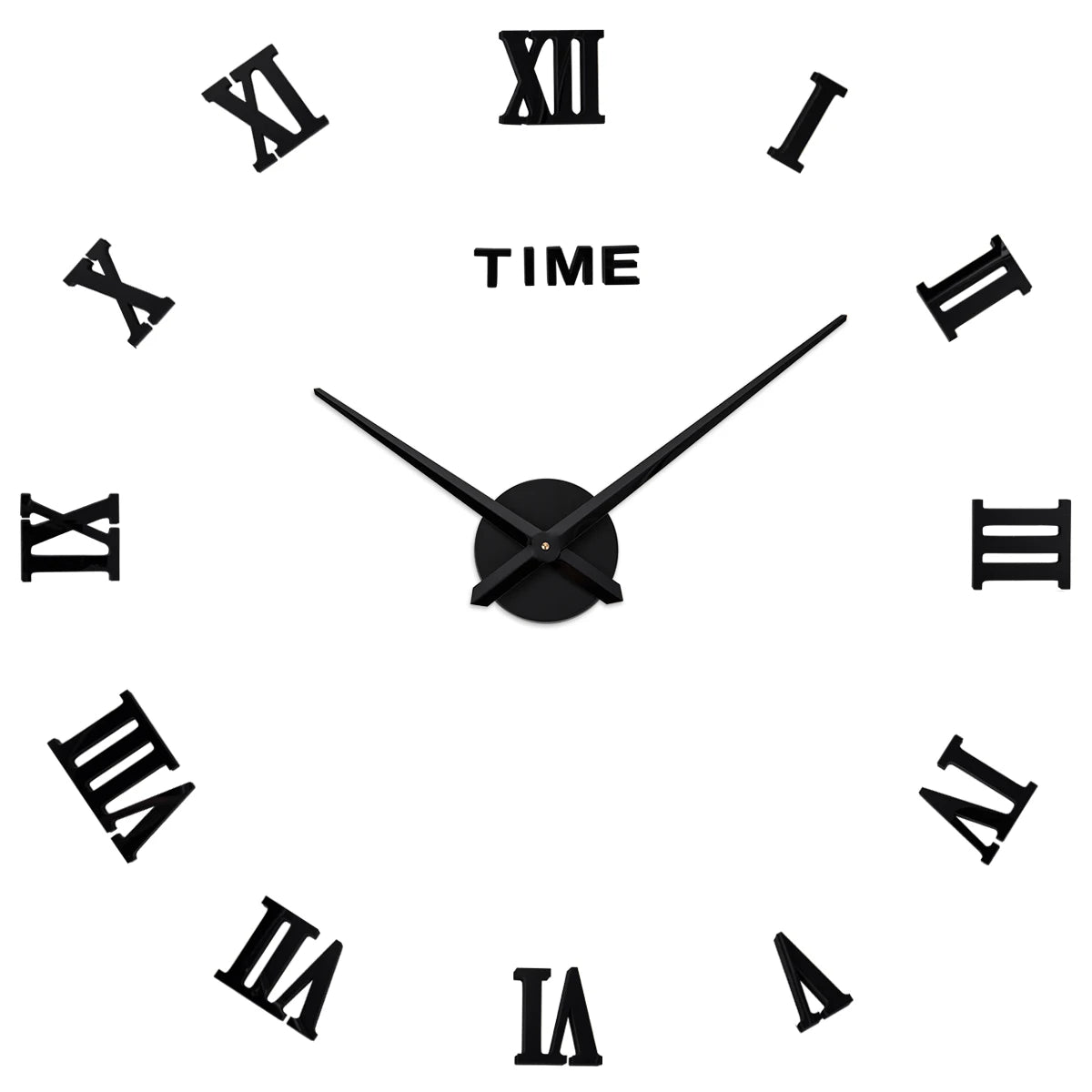Home Decorative Large Mute Frameless 3d Diy Sticker Roman Numeral Wall Clock for Living Room