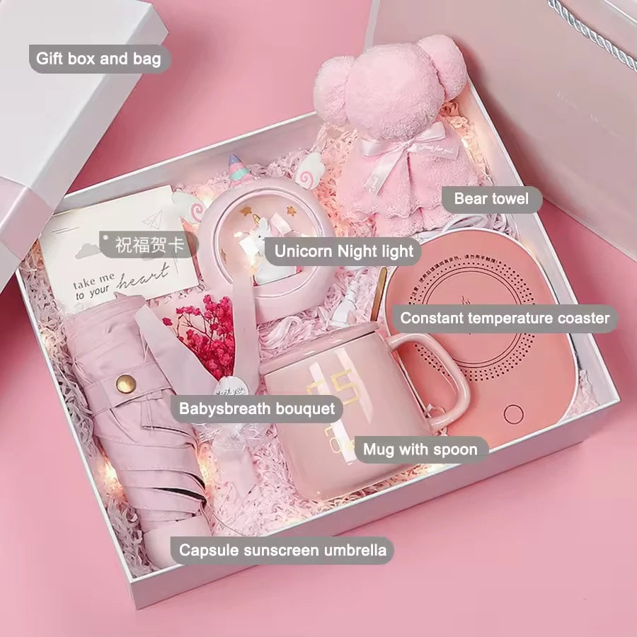 Hot Selling Custom Logo Gift Box Set Thermostatic Cup Vaccum Flask Ceramic Tea Coffee Mug for Mothers Day Valentine Wedding