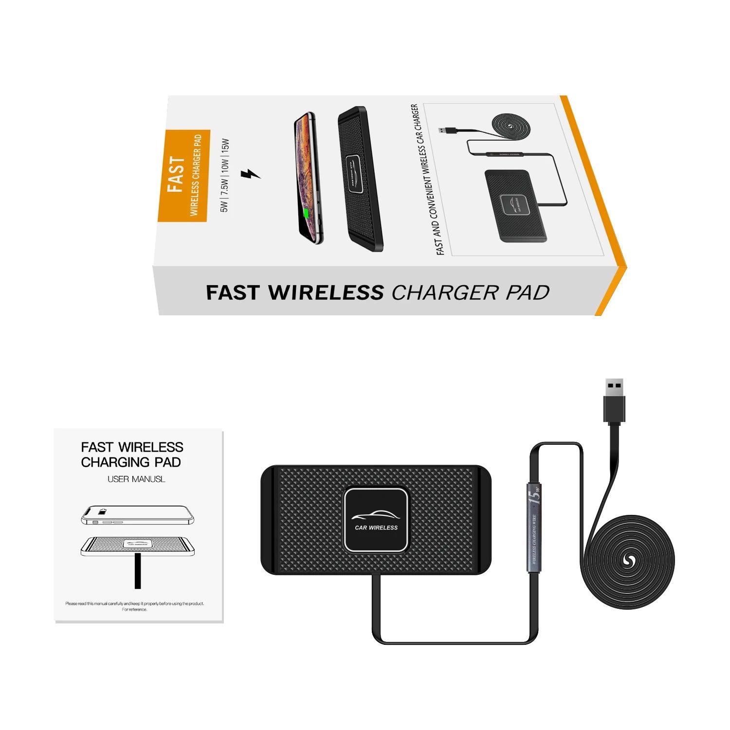 Car Wireless Charger Silicone Pad Mobile Phone Induction Wireless Chargers 2024 New DIY for Iphone for Samsungfor Xiaomi A1