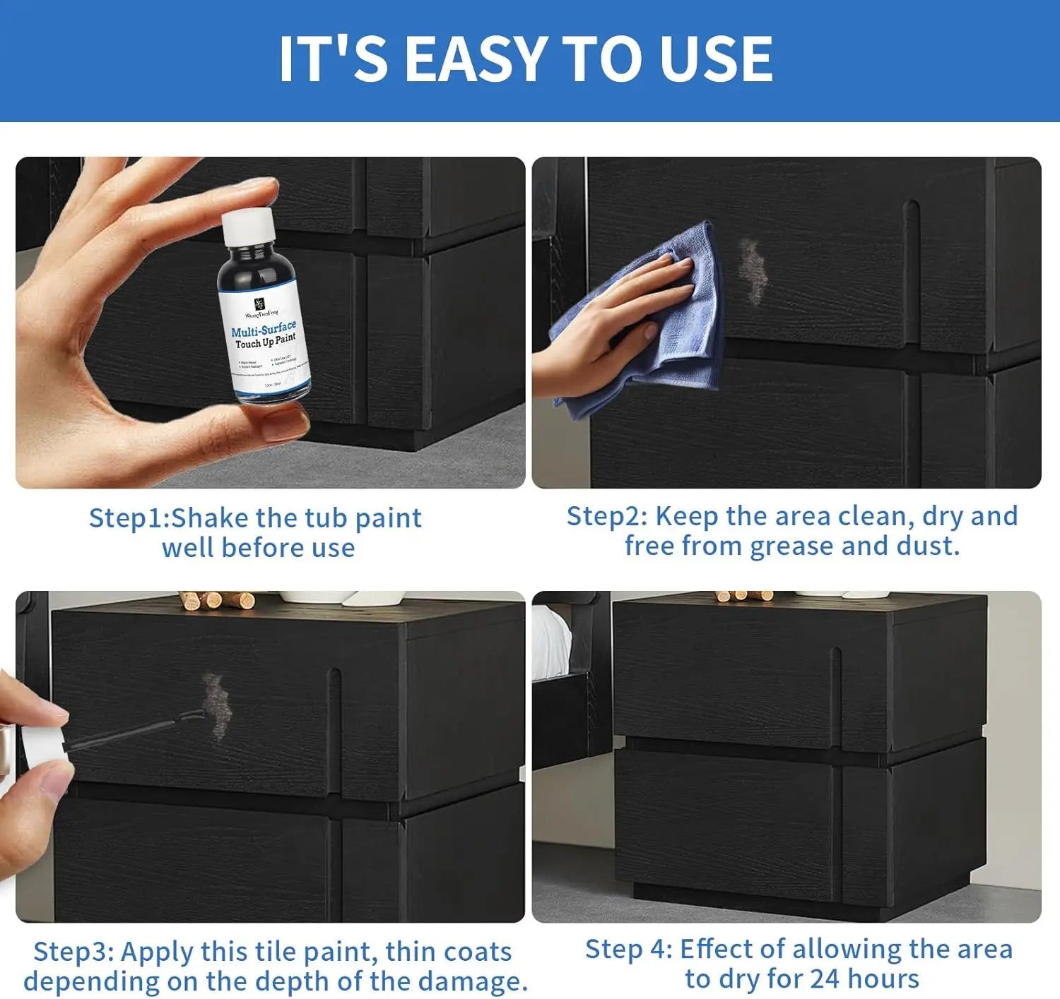 Black High Gloss Touch Paint Pen for Multi Surface Repainting Includes Wall Appliance Maintenance Washing Machine Microwave Oven