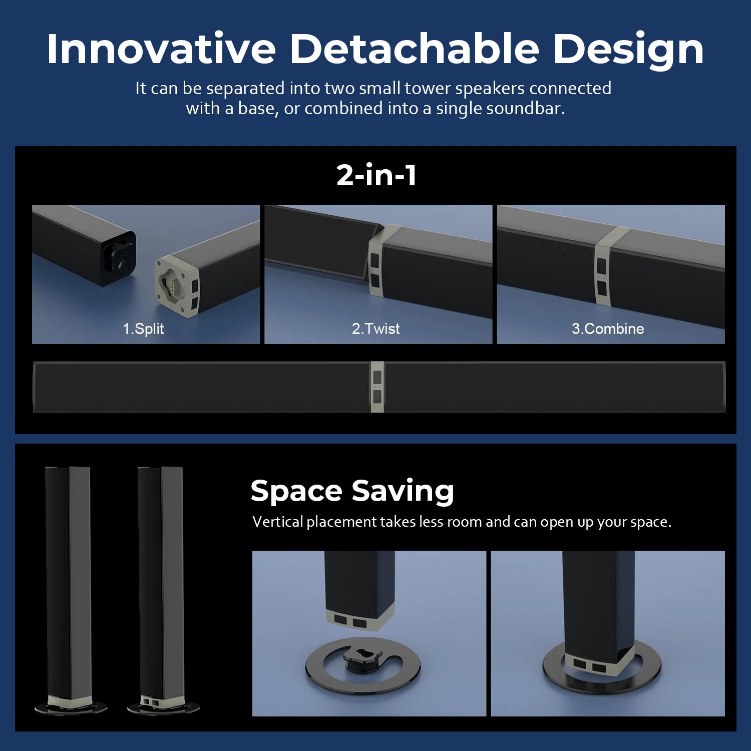 New Home Theater Soundbar for Tv Wireless Speakers Sound Bars for TV with ARC/OPT/AUX/Remote Control