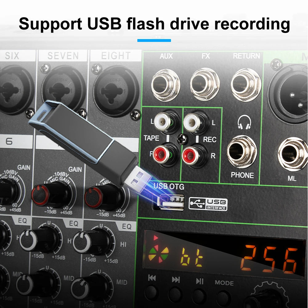 Depusheng GT8 8 Channels Professional Digital Audio Video Mixer With 500w*2 Amplifier Console for Studio Stage