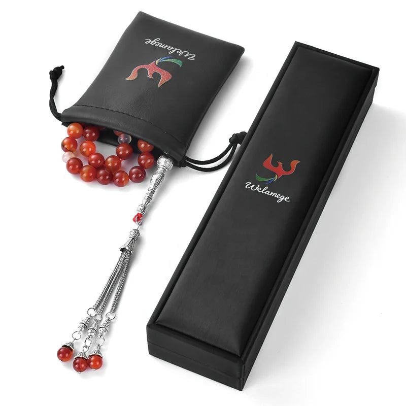 Ys342 New Arrival Prayer Beads  Agate Stainless Steel Rosaries  of Tasbih Tasbeeh Fashion Muslim  Rosary Necklace