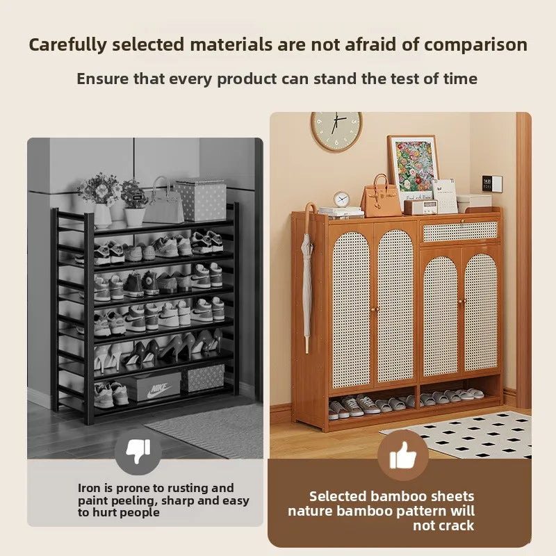 Modern Tall Standing Shoe Rack for Dormitories Apartments Space-Saving Multi-Layer Shoe Cabinet Dustproof Feature for Entryway