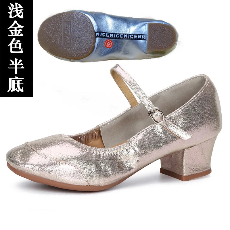 50%OFF Shoes Latin Dance-Shoes for Ladies Modern Tango Dancing  Square Heels Red Salsa Shoes Closed Toe Rubber Sole