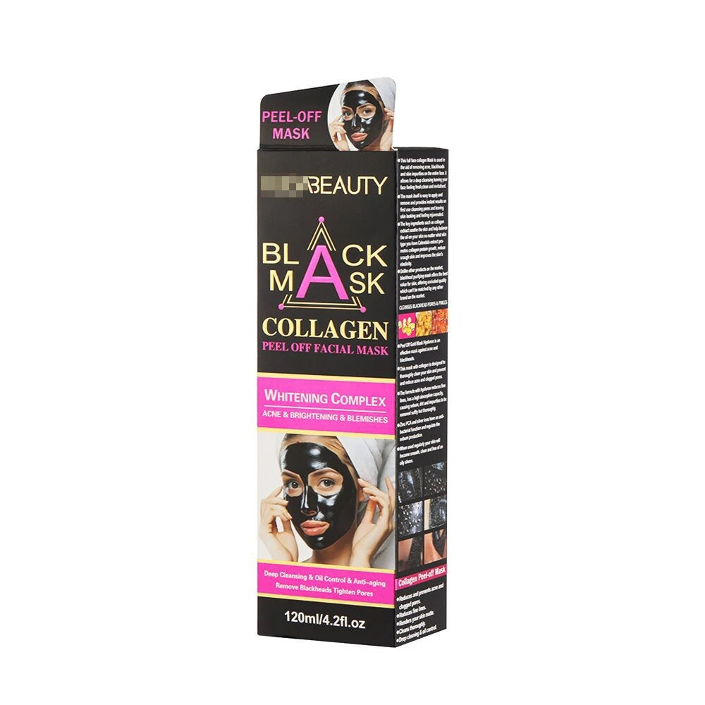 Black Mask Collagen  Blackhead Acne Cleansing Pore Minimizing Moisturizing Peel Off Facial Mask Hydrating Tear Mask Nasal Strip