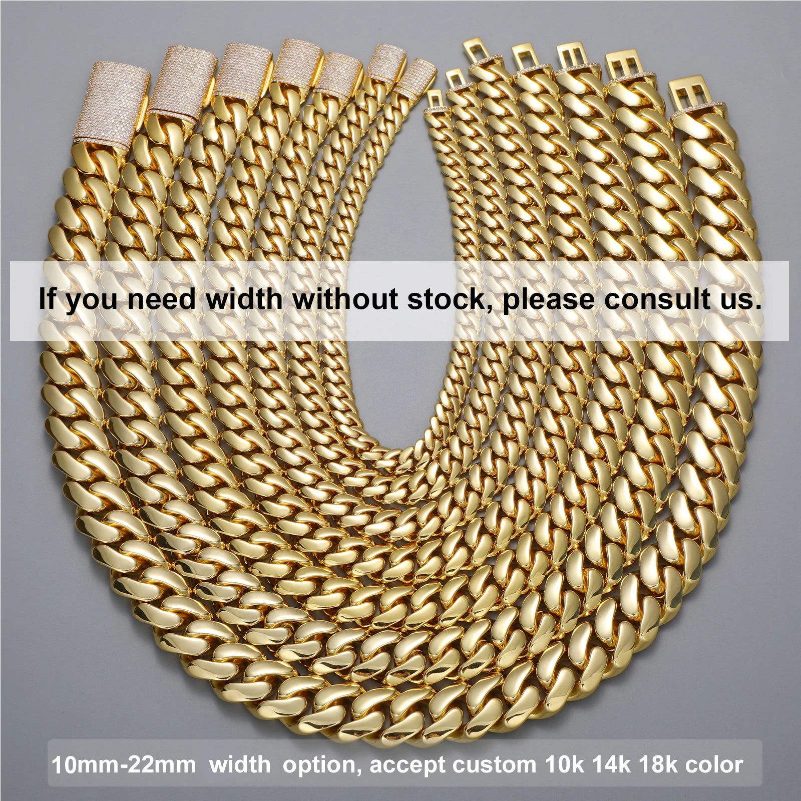 Cadenas Cubana Wholesale Hip Hop Jewelry Luxury 14K 18K 24K Gold Plated Choker Solid Miami Cuban Link Chain Necklace for Men