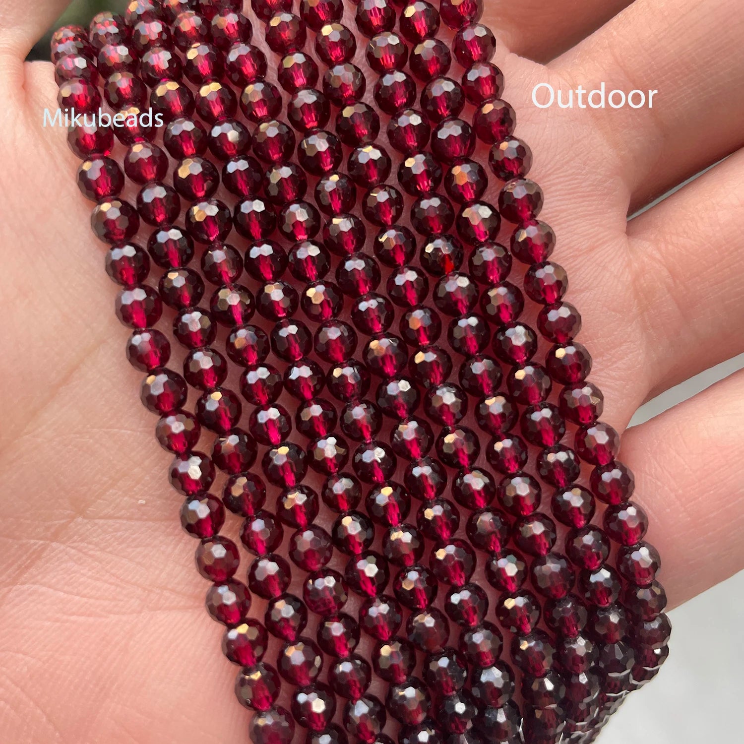 Natural AAA Brazil Red Garnet 4mm Faceted Round Beads Shinny Stone For Jewelry Making DIY Bracelet Necklace Strand Woman