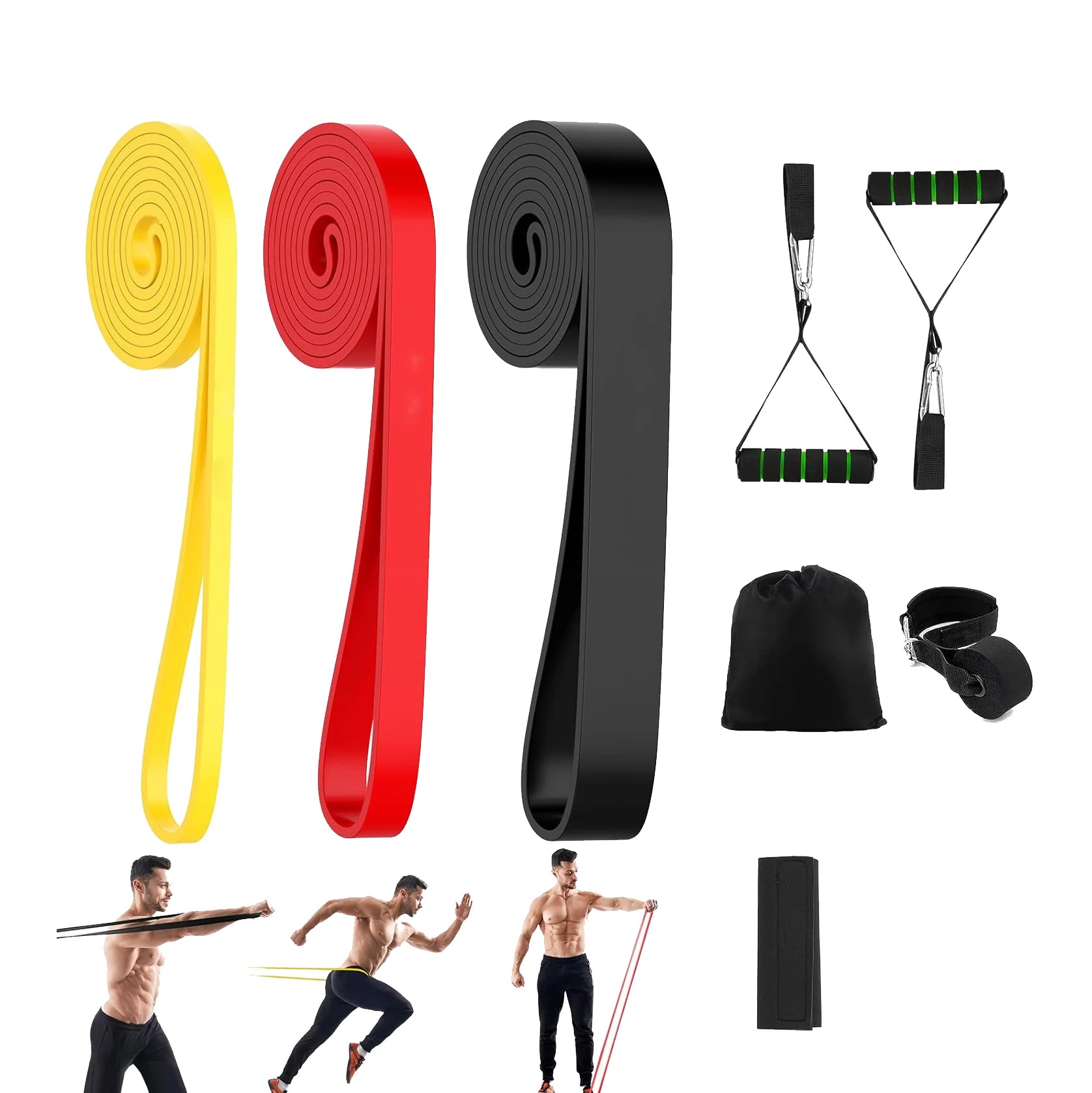 Latex Rubber Long Pull up Resistance Bands with Handles Strength Training Gym Workout Fitness Bands for Exercise Body Building