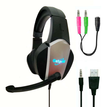 Getgold High Quality Wired Earphones with Microphone Top Selling Headphones with 7 Color Light for Mobile Phone Aviation Use