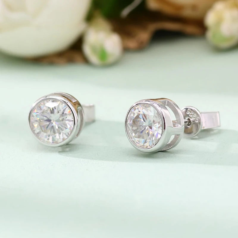 6.5mm D Color VVS1 Clarity Brilliant 1.2ct Moissanite Stud Earrings  925 Silver Fine Jewelry Earrings for Girl Wedding Earrings