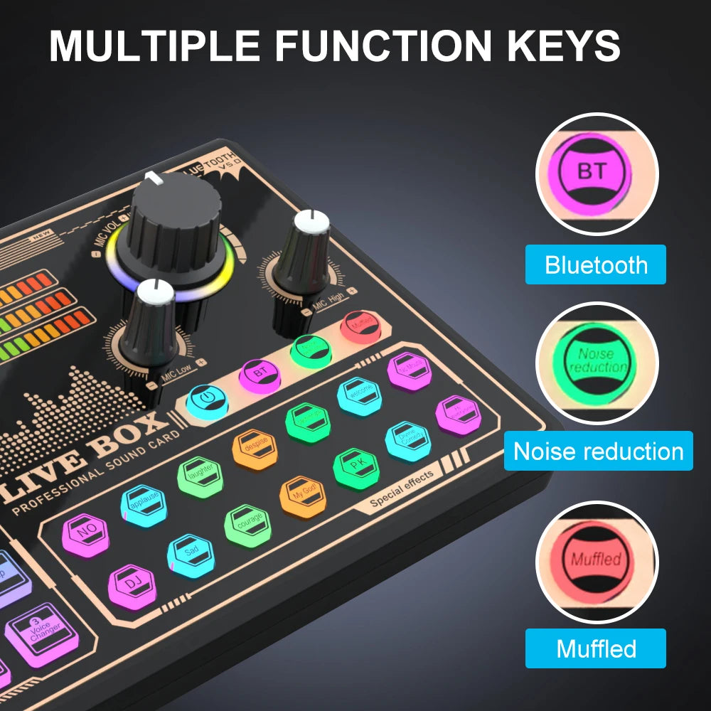 Podcast Equipment Condenser Microphone Studio Mic Sound Card Sound Card for Broadcast Recording Streaming Gaming