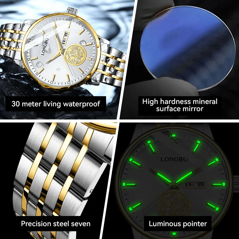 Wholesale Made in Prc Men Sport Watch Design Wholesale Waterproof Diamond Quartz Luxury Gold Watch Calendar Dial Display Minim