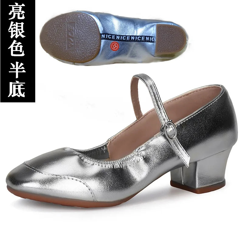 50%OFF Shoes Latin Dance-Shoes for Ladies Modern Tango Dancing  Square Heels Red Salsa Shoes Closed Toe Rubber Sole
