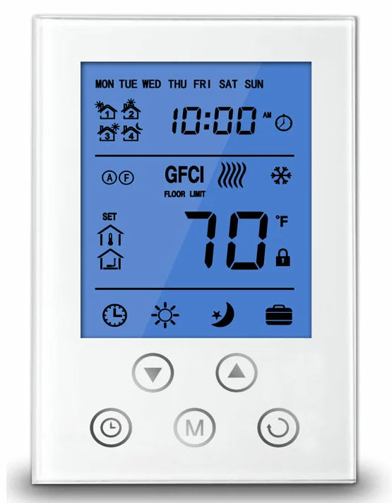 Programmable, Built-in GFCI, Floor & Air Sensor, 120V-240V Floor Heating Thermostat