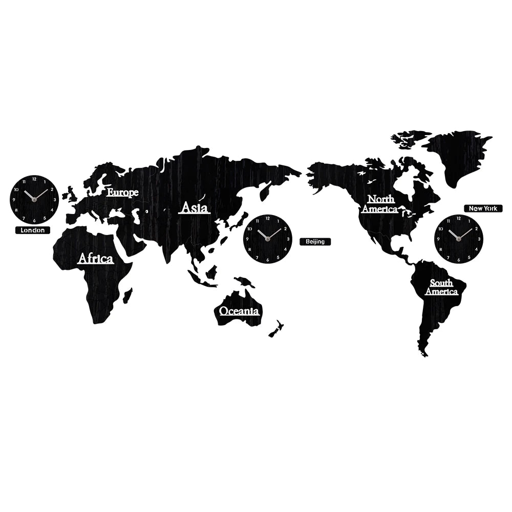 2023 World Map 137CM Creative Nordic Silent Wall Decor Clock Wooden Large Home Decorative Modern Wall Clocks Reloj Pared Horloge