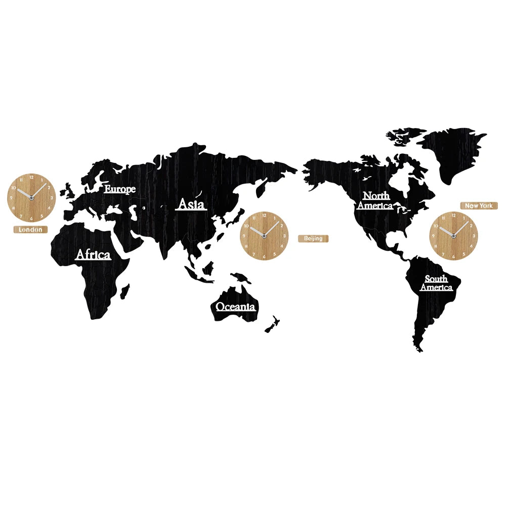2023 World Map 137CM Creative Nordic Silent Wall Decor Clock Wooden Large Home Decorative Modern Wall Clocks Reloj Pared Horloge