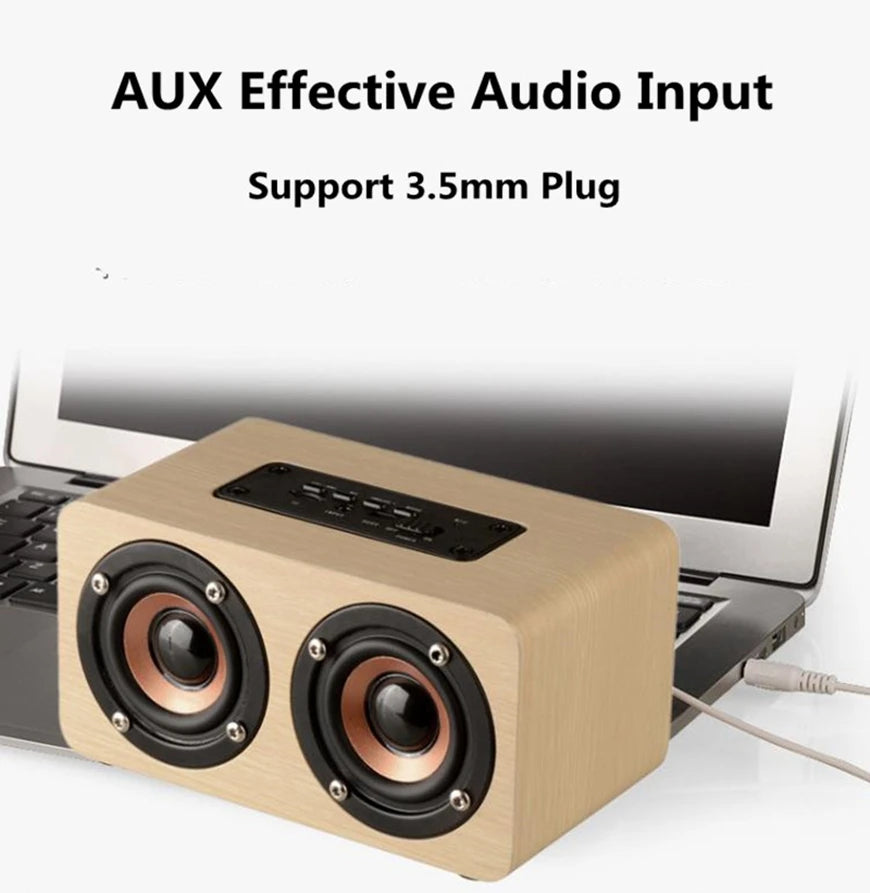 Portable Wooden Bluetooth Speaker HIFI Stereo Sound Handcrafted Retro Wireless Loudspeaker With MIC TF AUX Play Computer Column