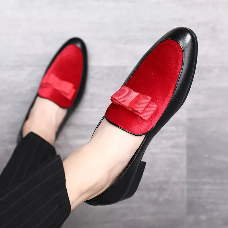 Latest Korean Fashion Bowknot Dress Shoes Personal Style Best Brand Slip on Loafers for Men